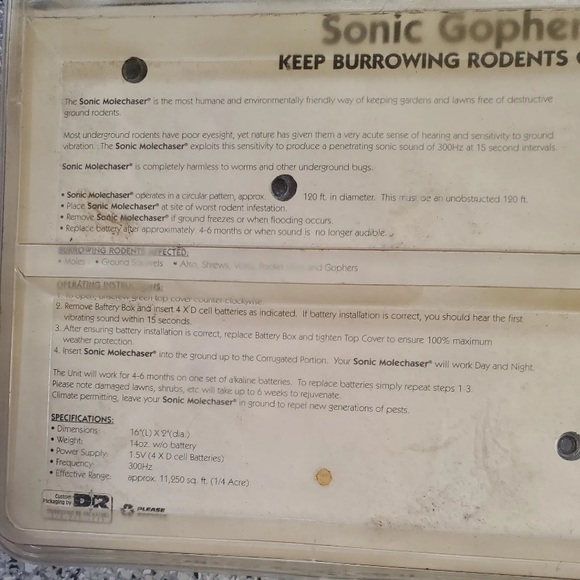 P3 International Battery Operated Sonic Gopher & Mole Chaser 2 Pack VINTAGE 1998 - Picture 6 of 7